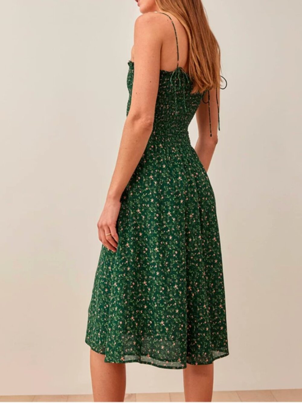 BEST Reformation Sable Midi Dress Small Corridor Green Ivory Floral Summer - Picture 3 of 8